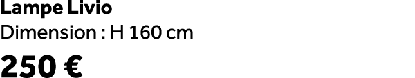 Lampe Livio Dimension : H 160 cm 250 €