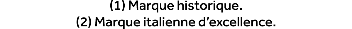 (1) Marque historique. (2) Marque italienne d’excellence.