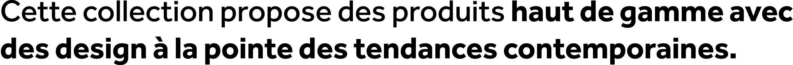 Cette collection propose des produits haut de gamme avec des design  la pointe des tendances contemporaines.