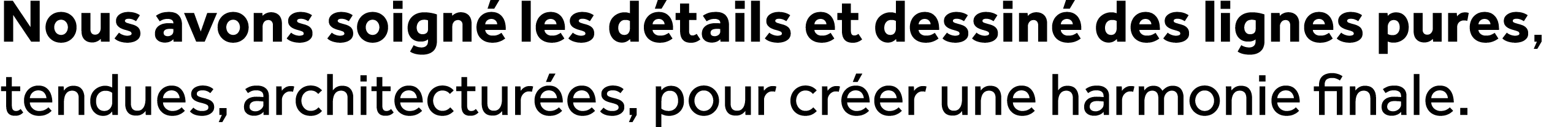 Nous avons soign les d tails et dessin  des lignes pures, tendues, architectur es, pour cr er une harmonie finale.