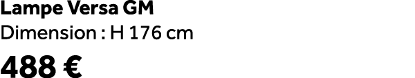 Lampe Versa GM Dimension : H 176 cm 488 €