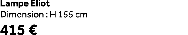 Lampe Eliot Dimension : H 155 cm 415 €