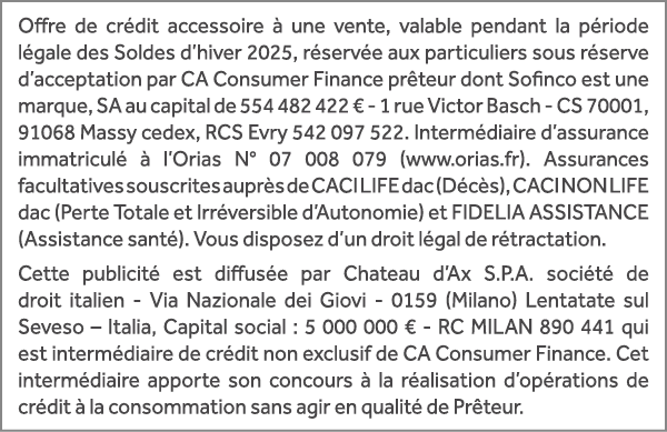 Offre de cr dit accessoire  une vente, valable pendant la p riode l gale des Soldes d’hiver 2025, r serv e aux parti...
