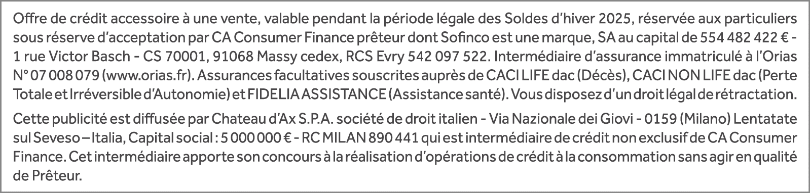 Offre de cr dit accessoire  une vente, valable pendant la p riode l gale des Soldes d’hiver 2025, r serv e aux parti...