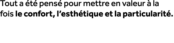 Tout a t  pens  pour mettre en valeur   la fois le confort, l’esth tique et la particularit .