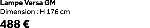 Lampe Versa GM Dimension : H 176 cm 488 €