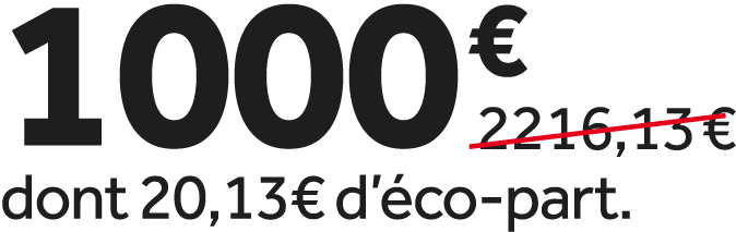1000 €￼ dont 20,13€ d’ co part.