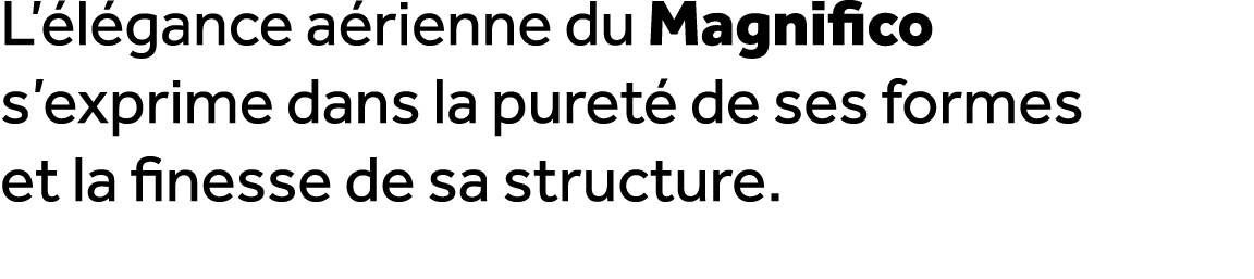 L’ l gance a rienne du Magnifico s’exprime dans la puret de ses formes et la finesse de sa structure. 