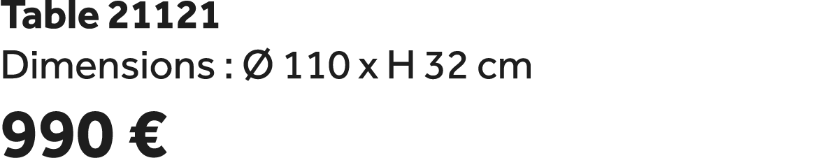 Table 21121 Dimensions :  110 x H 32 cm 990 €