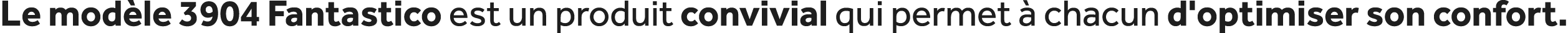 Le mod le 3904 Fantastico est un produit convivial qui permet  chacun d'optimiser son confort. 