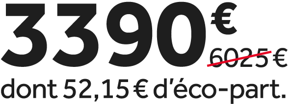 3390 €￼ dont 52,15 € d’ co part.