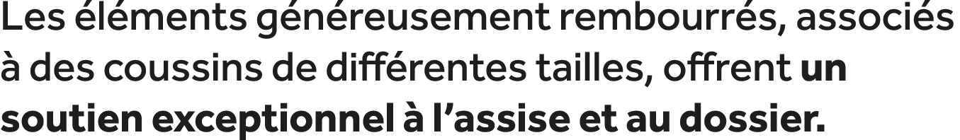 Les l ments g n reusement rembourr s, associ s   des coussins de diff rentes tailles, offrent un soutien exceptionne...