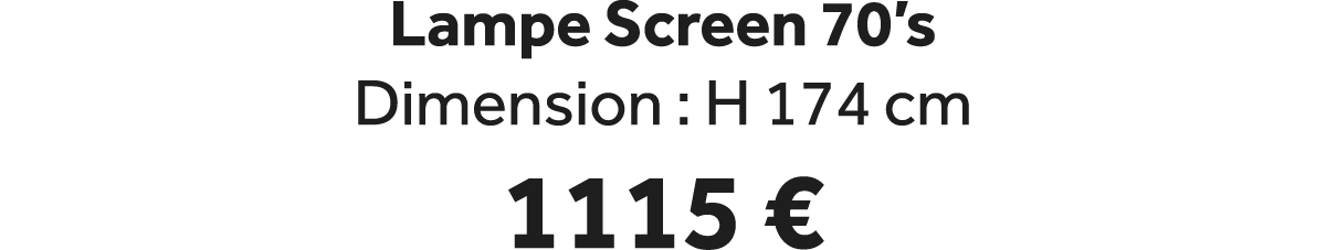 Lampe Screen 70’s Dimension : H 174 cm 1115 €