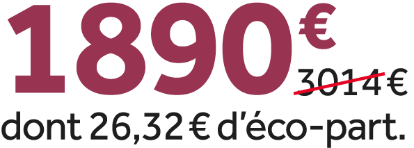 1890 €￼ dont 26,32 € d’ co part.