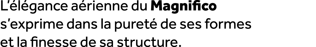 L’ l gance a rienne du Magnifico s’exprime dans la puret de ses formes et la finesse de sa structure. 