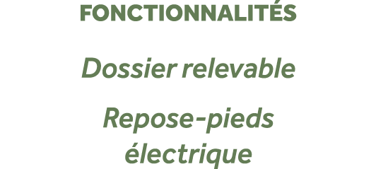fonctionnalit s Dossier relevable Repose pieds lectrique