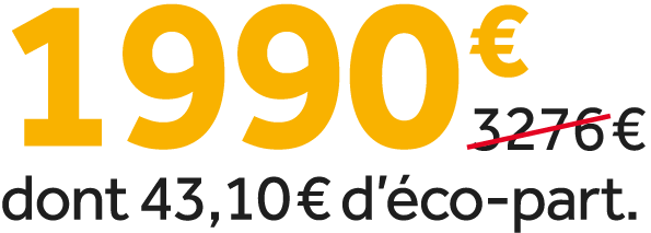 1990 €￼ dont 43,10 € d’ co part.