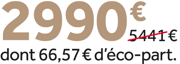2990 €￼ dont 66,57 € d’ co part.
