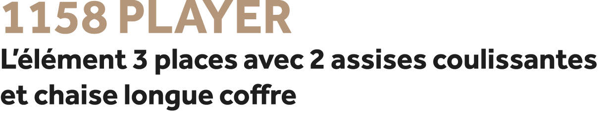 1158 Player L’ l ment 3 places avec 2 assises coulissantes et chaise longue coffre