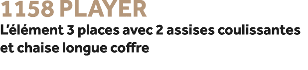1158 Player L’ l ment 3 places avec 2 assises coulissantes et chaise longue coffre