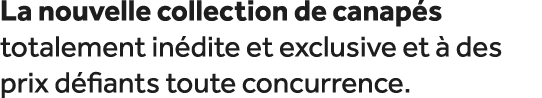 La nouvelle collection de canap s totalement in dite et exclusive et  des prix d fiants toute concurrence.