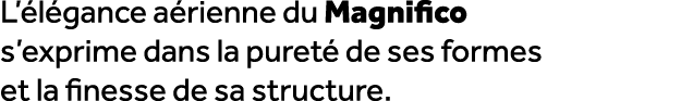 L’ l gance a rienne du Magnifico s’exprime dans la puret de ses formes et la finesse de sa structure. 