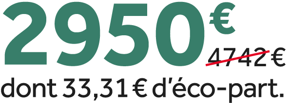2950 €￼ dont 33,31 € d’ co part.