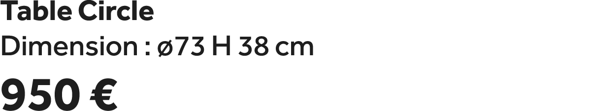 Table Circle Dimension : 73 H 38 cm 950 €