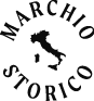 Le texte « Marchio Storico » est dispos en arc de cercle autour d'une silhouette noire de la carte de l'Italie.  Description g n r e par IA
