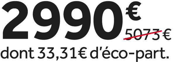 2990 €￼ dont 33,31€ d’ co part.