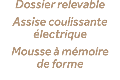 Dossier relevable Assise coulissante lectrique Mousse   m moire de forme 