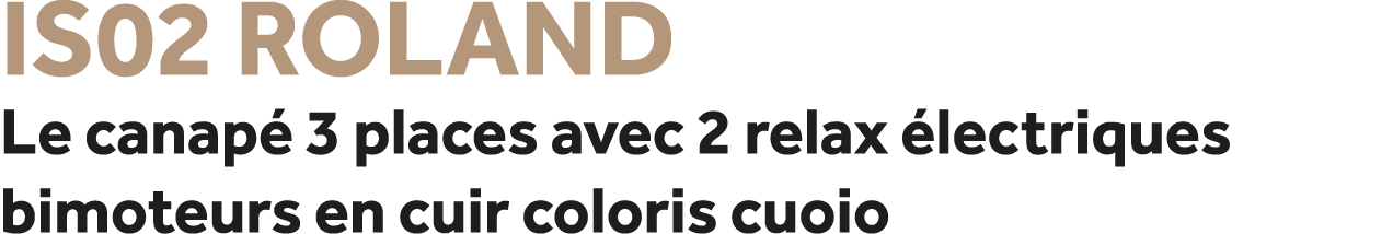 IS02 Roland Le canap 3 places avec 2 relax  lectriques bimoteurs en cuir coloris cuoio