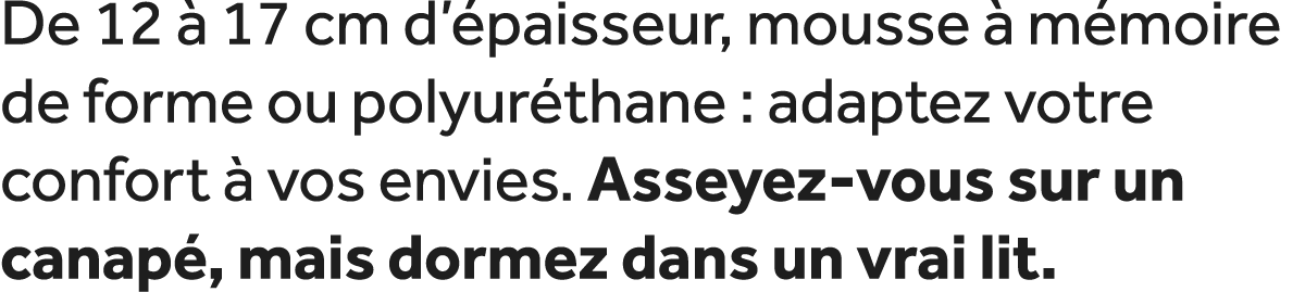 De 12  17 cm d’ paisseur, mousse   m moire de forme ou polyur thane : adaptez votre confort   vos envies. Asseyez vo...