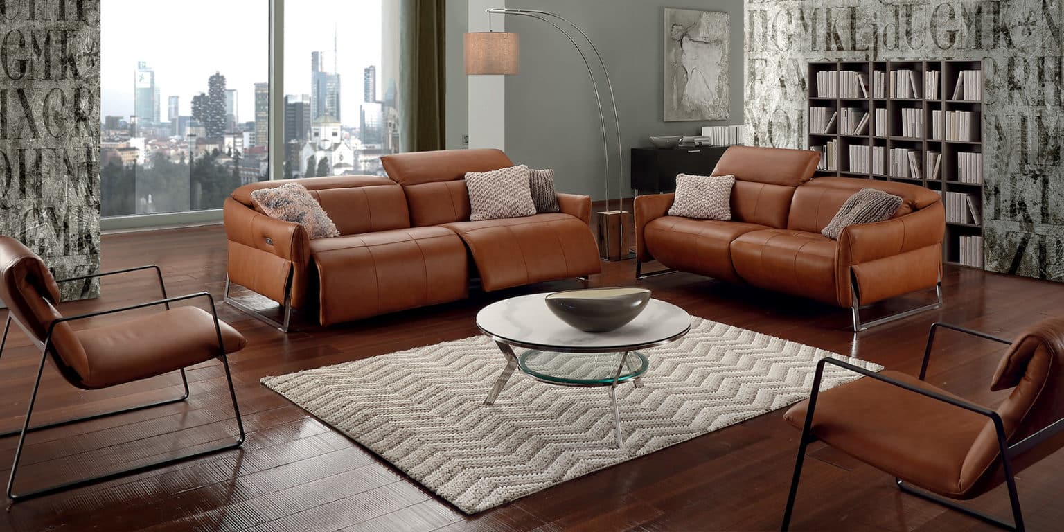 ② Canapé cuir Chateau D'ax pouf amovible - Canapés | Coins salons complets