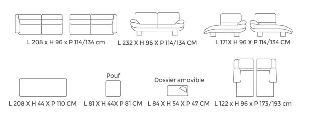 Dimensions Modèle 2327 Pouf