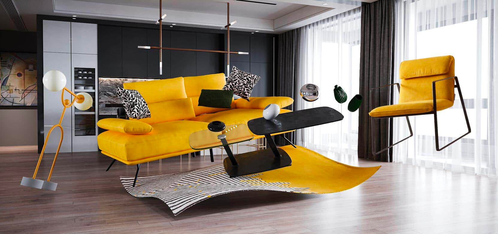 Grand canapé d'angle en forme de U - VERTIZO