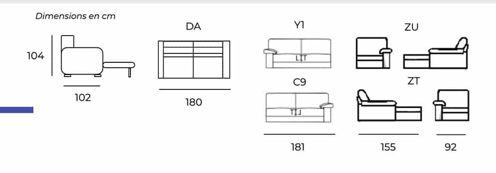 Dimensions MODÈLE 25NY PITCH