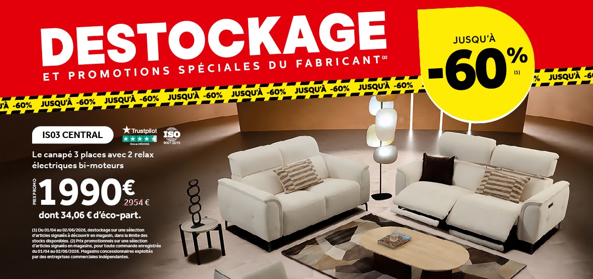 Déstockage et promotions spéciales du fabricant jusqu'à -60%
